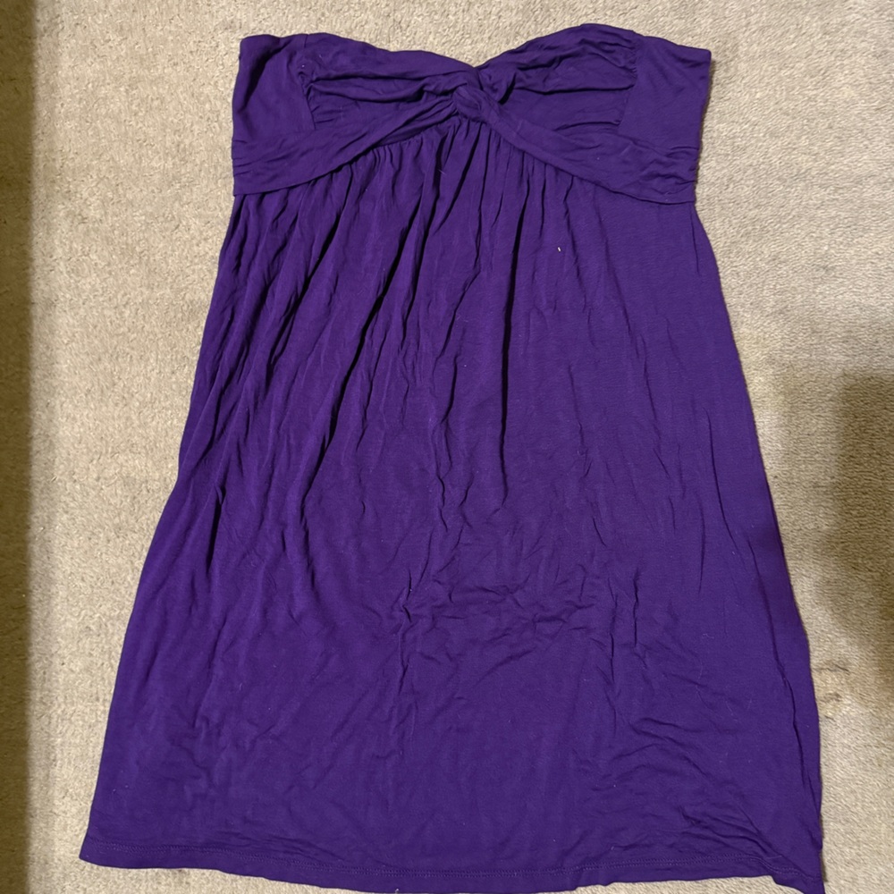 Forever 21 Purple Strapless Twist Front Dress L Summer